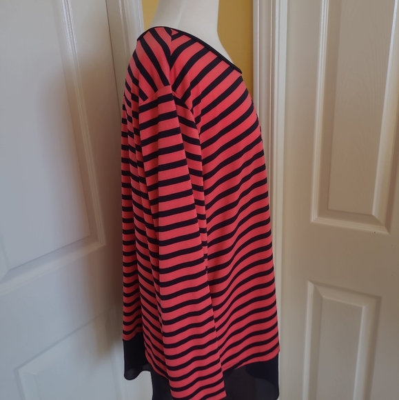 SUSAN GRAVER BLACK ORANGE STRIPED TUNIC, SIZE 3XP - Picture 7 of 10